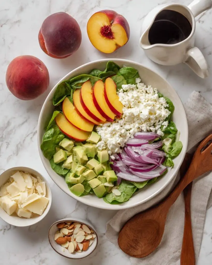 Summer Peach Spinach Salad with Avocado Recipe