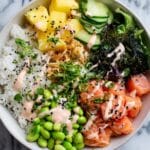 Homemade Ahi Tuna Poke Bowl with Fresh Vegetables and Spicy Mayo Recipe