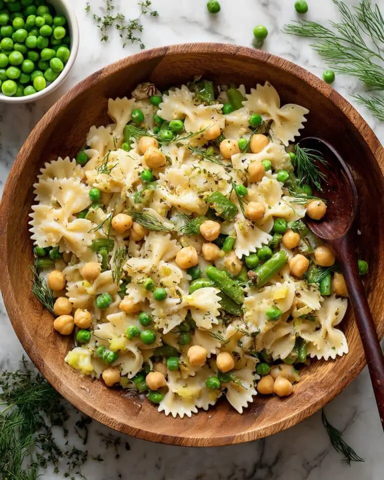 Green Pasta Salad with Edible Flowers and Lemon Herb Dressing Recipe