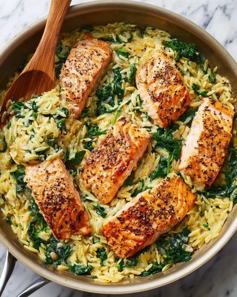 Skillet Salmon with Orzo & Green Pea Pesto Recipe
