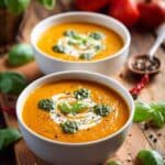 Spicy Roasted Tomato and Red Pepper Soup Recipe
