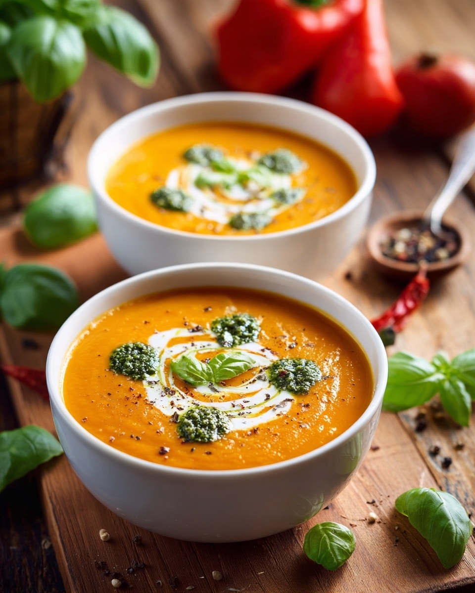 Spicy Roasted Tomato and Red Pepper Soup Recipe