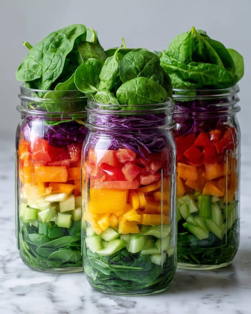 Colorful Mason Jar Salads Recipe