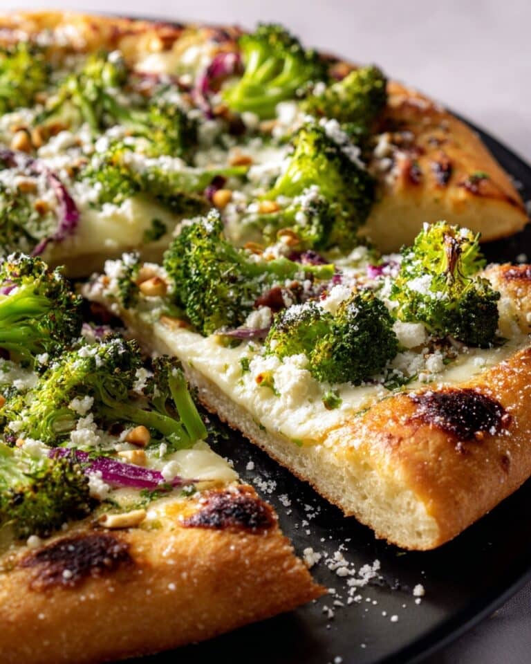 Broccoli White Pizza with Ricotta and Cheese Recipe