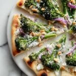 Broccoli White Pizza with Garlic Ricotta and Cheesy Toppings Recipe
