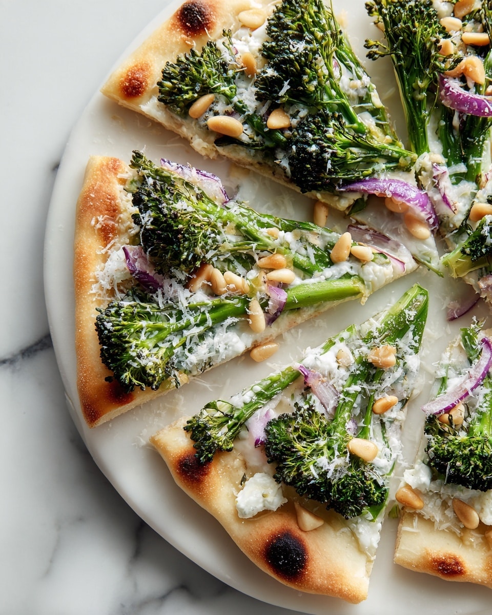 Broccoli White Pizza with Garlic Ricotta and Cheesy Toppings Recipe