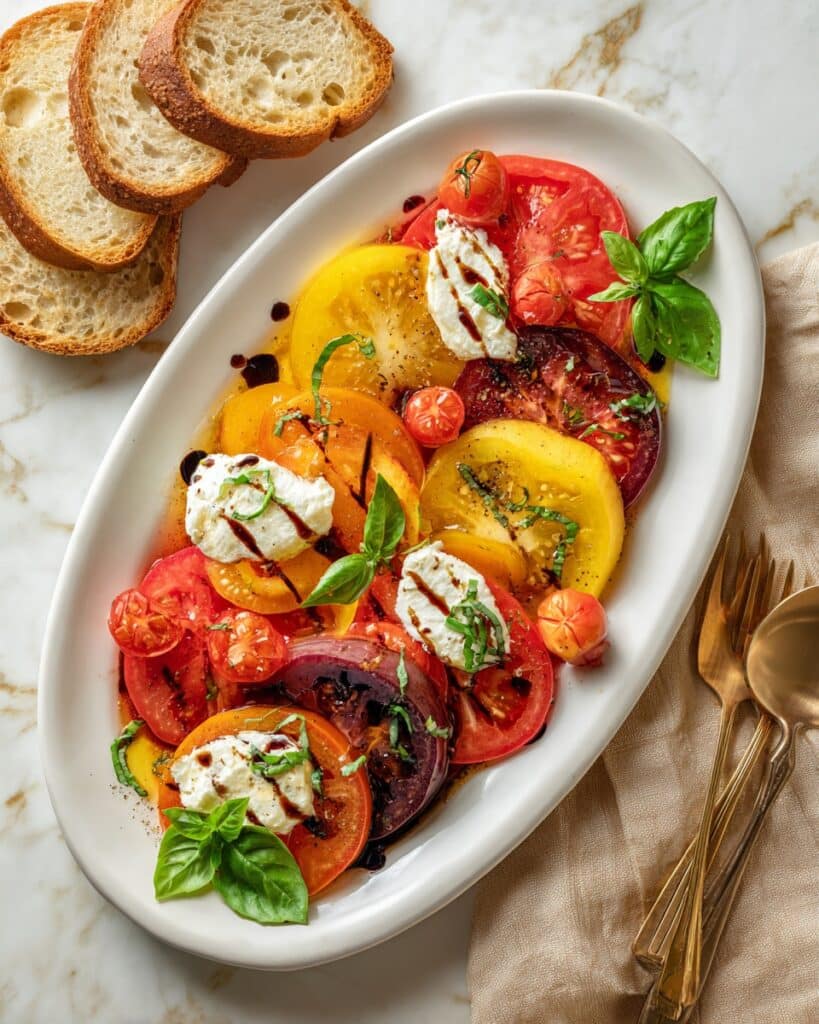 Tomato Peach Burrata Salad Recipe