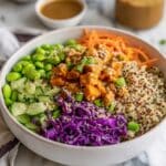 Warm Tofu and Noodle Salad with Sweet and Spicy Almond Butter Sauce Recipe