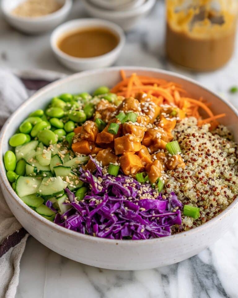 Warm Tofu and Noodle Salad with Sweet and Spicy Almond Butter Sauce Recipe