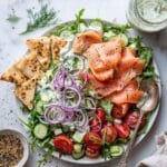Smoked Salmon Salad with Gluten-Free Bagel Chips & Cream Cheese Recipe