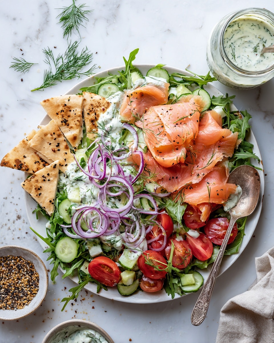 Smoked Salmon Salad with Gluten-Free Bagel Chips & Cream Cheese Recipe