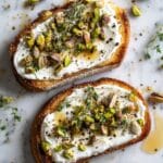 Whipped Ricotta Toast with Pistachio and Lemon Thyme Honey Recipe