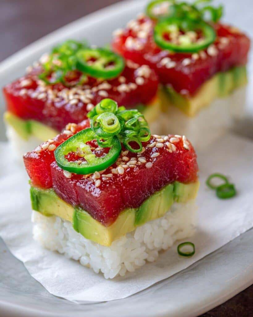 Spicy Tuna and Avo Crispy Rice Bites Recipe